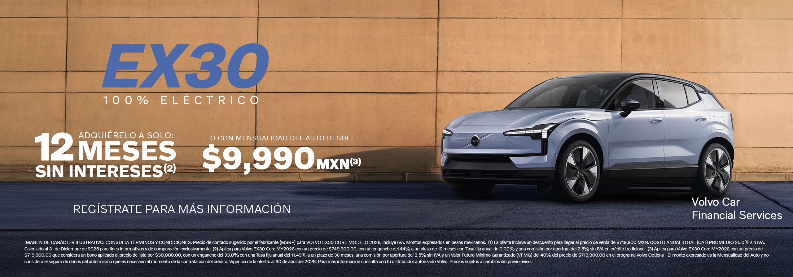 Promoción Volvo EX30 auto eléctrico, enganche y financiamiento