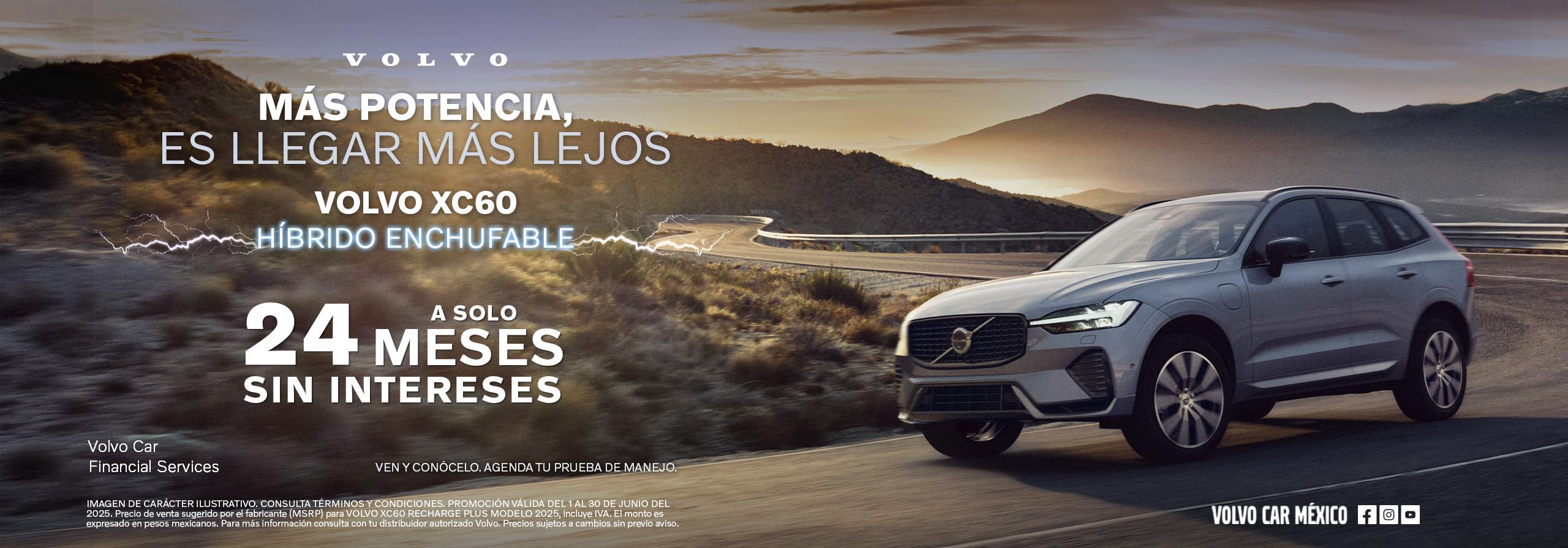 Volvo XC60 híbrido enchufable 2025, promoción meses sin intereses en México