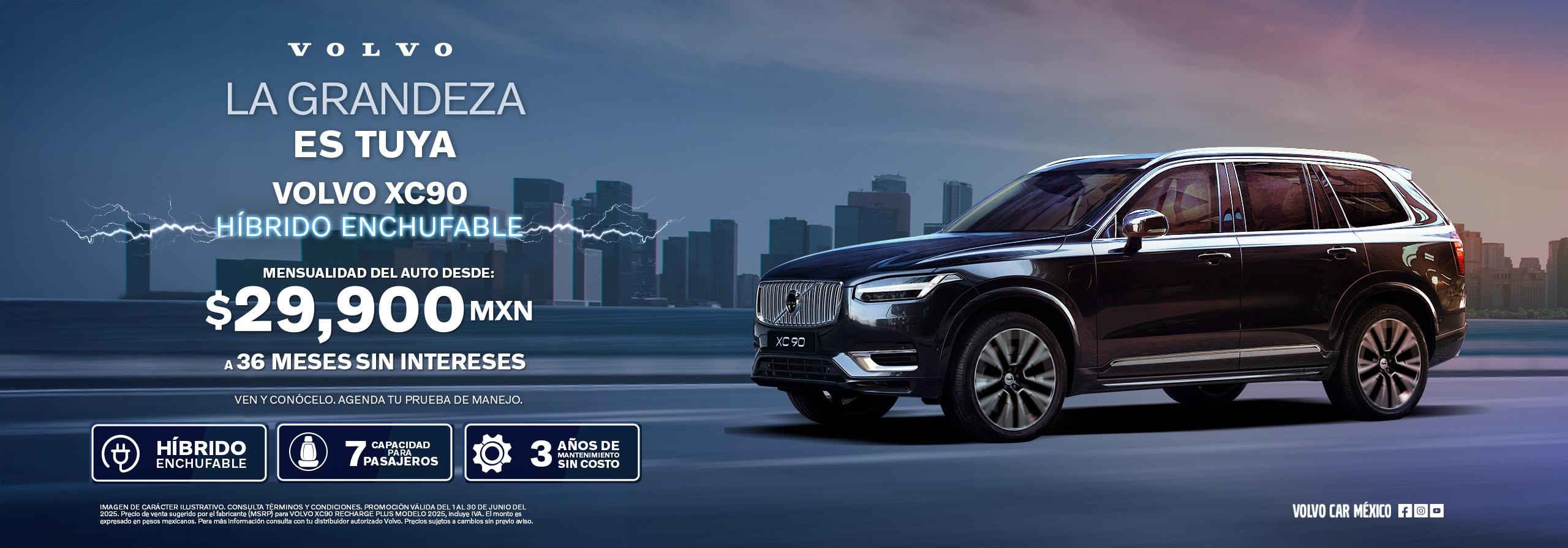 SUV Volvo negro híbrido enchufable, promoción en México