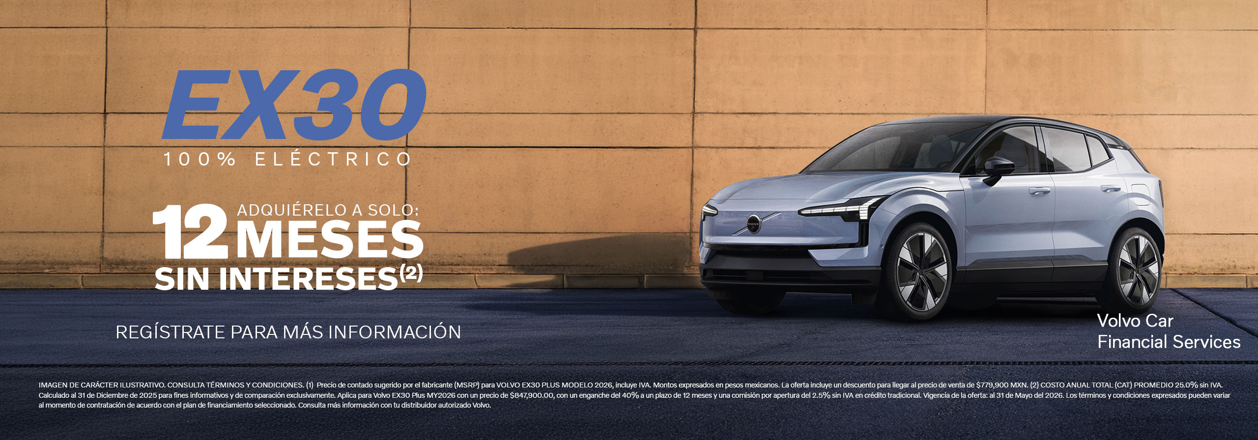 Promoción Volvo EX30 auto eléctrico, enganche y financiamiento